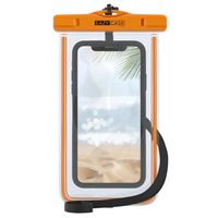 EAZY CASE wasserdichte Handytasche für Alle Smartphones bis 6 Zoll, schützt vor Staub, Sand, Wasser,Schutzhülle mit Umhängeband, IPX8 , Orange