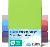 etérea Jersey Topper Spannbettlaken 200x200 - 200x220cm Apfelgrün für 5 - 10 cm Steghöhe 100% Baumwolle -  Spannbetttuch Matratzen Bett Bezug - Bettlaken 200x200cm - 200x220cm Grün