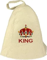 Saunahut mit Stickerei KING aus Filz (Filzkappe, Saunamütze)