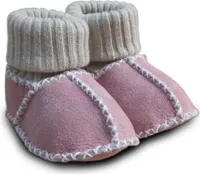 Heitmann Felle Paar Baby-Lammfellschuhe Rosé mit Strickbündchen Größe 16/17 928RO16