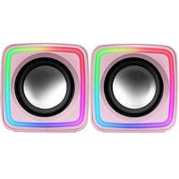 Mars Gaming MSCUBEP Pink, kompakte RGB-Gaming-Lautsprecher, DSP-Soundprozessor 8W, Lautstärkeregler