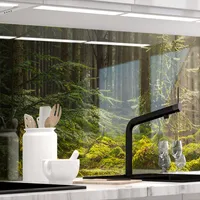 Küchenrückwand selbstklebend Glasoptik - MOOSGRUND - 1.8mm, versteift, alle Untergründe, Hart PET Material, PREMIUM 60 x 280cm