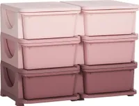 HOMCOM Schubladenschrank für Kinder mit Stauraum Aufbewahrungsboxen Spielzeug-Organizer Spielzeugkiste drei Ebene für Kinderzimmer 3-6 Jahre Kindermöbel Rosa, Violett 75 x 37 x 56,5 cm
