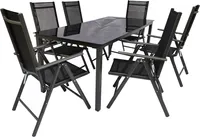 Zahradní set Dora 80x190 cm stůl, 6 židlí černá, antracit.