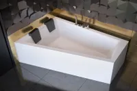 ECOLAM Badewanne Trapez Intima Duo Eckwanne für Zwei 170x125 cm LINKS + Schürze Acryl + 2 Kopfstütze Ablaufgarnitur Füße Silikon GRATIS