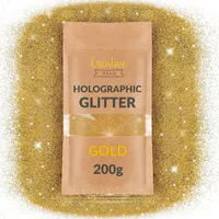 Creative Deco Holographisch Gold Glitzer-pulver | 200g Bastel-Glitzer | Ultra-Fein 0,2mm Brokat | Glitter für Wand-Farbe, Nagel-Lack & Epoxid-Harz Zusatz | Perfekt für Kunst, Handwerk, Schleim & DIY