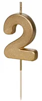 Świeczka urodzinowa 2 złota 4,5cm