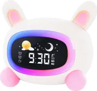 Kinderwecker Kaninchen Schlaftrainer Wecker für Kinder mit LED Nachtlicht, Snooze und Timer-Funktion, Weiß
