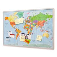 Pinnwand Weltkarte 90x60cm - Memotafel mit Cork & 20 Markierfähnchen XXL