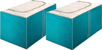 WENKO 2er Set Aufbewahrungsbox BREEZE - 230 Liter, 91 x 53 x 48 cm (LxBxH), Petrol, atmungsaktives Vlies
