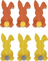 Holzhasen Deko Figuren Set Ostern Frühling Tischdeko Bunt 6 Stück