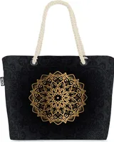 VOID Mandala Indien Yoga Gold Strandtasche Shopper 58x38x16cm 23L XXL Einkaufstasche Tasche Reisetasche Beach Bag