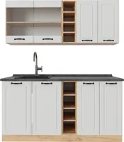 Vicco Singleküche R-Line, 160 cm , AP Anthrazit, Weiß Landhaus/Goldkraft Eiche