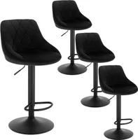 WOLTU Barhocker 4er Set, Barstuhl, Gute gepolsterte Sitzfläche aus Samt, Höhenverstellbar, 360° Drehbar, Schwarz