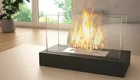 Elegantes Tischfeuer Tischkamin Glaskamin HOME Biokamin Schwarz 36x18cm