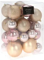 Unzerbrechliche rosa Christbaumkugeln 6-10 cm 26 Stk.