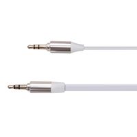 Flach Audio Kabel Adapter Jack 3.5mm AUX Klinkenstecker Weiß 1 Meter