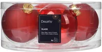 Weihnachtskugeln Glas 8cm 4 Stück - Weihnachtsrot transparent