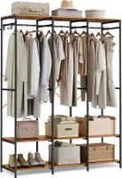 SONGMICS Kleiderschrank offen, Garderobenständer mit Kleiderstange, Ablagen, abnehmbare Haken, 40 x 141 x 180 cm, Vintagebraun