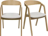 Miliboo - Skandinavische Stühle aus hellem Eichenholz und beigem Stoff (2er-Set) LOVA