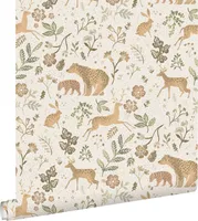 ESTAhome Tapeta les s lesnými zvieratami členená bielaBéžová - 139525 - 53 cm x 10,05 m