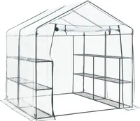 Skleník Grünau s policemi 200 x 200 x 220 cm Fóliový skleník Skleník Ocelový rám Transparentní