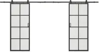 Doppel-Schiebetür mit Laufschienensystem - Aluminium & Sicherheitsglas mattiert - 2 x 205 x 83 cm - WILDEN II