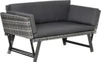 Outsunny Polyrattan Gartensofa 2 Sitzer Loungesofa Gartenliege klappbar Grau