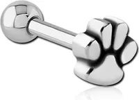 viva-adorno 1,2 x 8mm Pfote Tatze Pfötchen Helix Tragus Ohr Piercing Cartilage Knorpel Stecker Z587