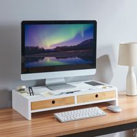 Monitorständer ’Hattula’ mit 2 Schubladen 58,5 x 32,5 x 11 cm Weiß