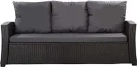 Polster für Polyrattan Sofa 160x60x7cm sitzkissen | Gartenbank Auflage Schwarz | Rückenkissen 3*56x50 | Kissen für rattansofa 3 sitzer |Gartenkissen