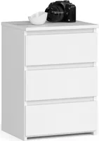 Nachttisch AKORD CL3 in der Farbe Weiß mit 3 Schubladen B40 x H57 x T35 cm