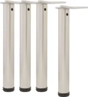 camar Tischfüße verstellbar 690-720mm rund ø 60mm, Metall Tischbeine höhenverstellbar, Stahl verchromt 4 Stück