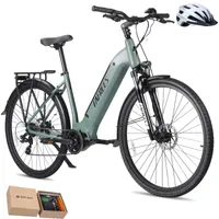 E-kolo 27,5 palce Středový motor z nerezové hliníkové slitiny BAFANG do 100 - 120 km Vodotěsné IPX4 Městské kolo 65 N.m Pánské kolo 7 rychlostí, zelené