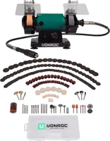 VONROC Tischschleifmaschine 150W - 75mm mit flexibler Welle und 195 Zubehör