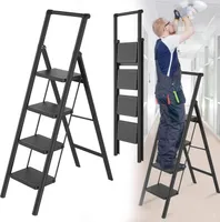 Sessamen-LP Alu Trittleiter 4 Stufen Leiter Klappleiter Tritthocker rutschfeste Stehleiter Treppenleiter Haushaltsleiter(mit Handlauf)