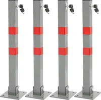 ECD Germany 4x Parkplatzsperre klappbar, eckig, 70cm, Parkpfosten aus Stahl mit roten Warnstreifen, Schloss und 3 Schlüssel