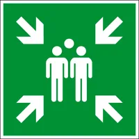 Fluchtwegsschild "Sammelstelle" für Innen- und Außenbereiche, Material Aluminium, Grün, 60 x 60 cm