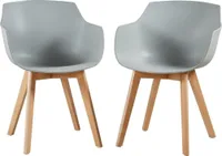 HJ_WeDoo 2er Set Sessel Skandinavisch Wohnzimmerstuhl Modern Esszimmerstühle mit solide Buchenholz Bein, Grau