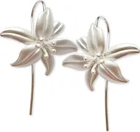viva-adorno 1 Paar Damen Ohrringe Lilien Blüten 925 Sterling Silber Ohrhänger matt Z544
