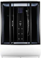 Kerra | Duschkabine MOCCA - 140 cm - SCHWARZE - Hydromassagekabine - 140x86x225cm/5 mm - tiefe Duschwanne