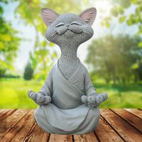 Buddha Katze Figur Meditation Yoga Kätzchen Sammlerstück Deko Ornamente Geschenk 