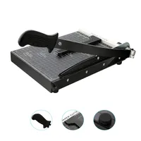Profi A4 Papierschneider Schneidemaschine, Hebelschneider Fotoschneider mit Sicherheitsverriegelung, magnetischen Papiereinsteller, 32x25x3cm, Schwarz