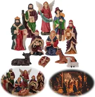LS-LebenStil Krippenfiguren Set 11 Figuren 5-10cm groß hoch Traditionell Handbemalt Krippe Krippenset Weihnachten Krippe Maria Josef Jesus 11-teilig