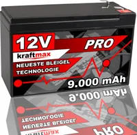 Kraftmax Industrial Pro Bleiakku [ 12V / 9Ah ] AGM Hochleistungs- Blei Akku der Neusten Generation