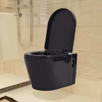 vidaXL Wandmontierte Toilette Keramik Schwarz
