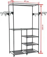 vidaXL Věšák na kabáty z oceli a vlny 87x44x158 cm černý