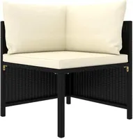 vidaXL 4-Sitzer-Gartensofa mit Auflagen Schwarz Poly Rattan