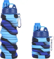500 ml Outdoor-Sport-Wasserbecher, faltbarer Silikon-Wasserbecher, Radfahren, Reisen, Fitness, tragbare Wasserflasche, Blau