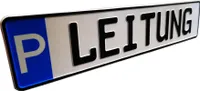 Schild zur Parkplatzkennzeichnung "P-LEITUNG"- KFZ Normgröße, geprägt.